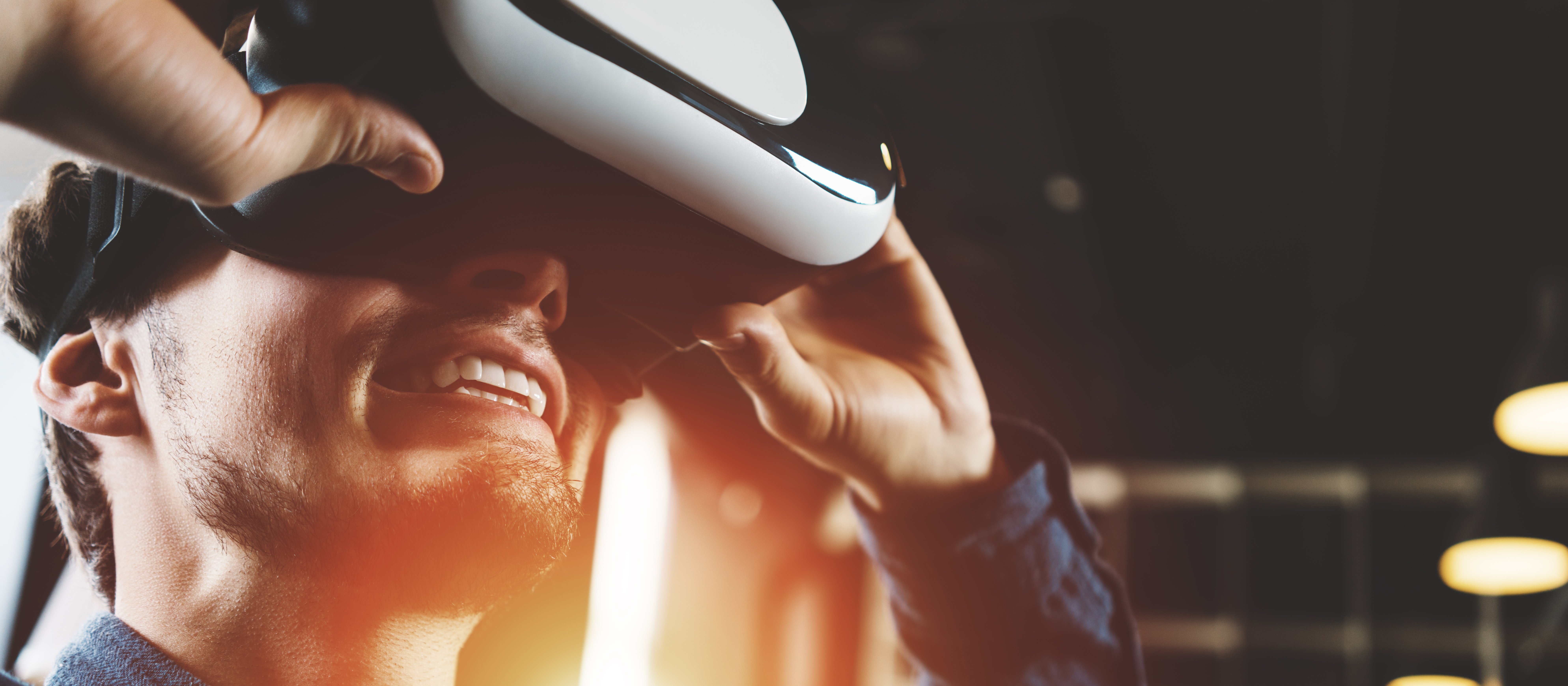 Man amazed by VR headset